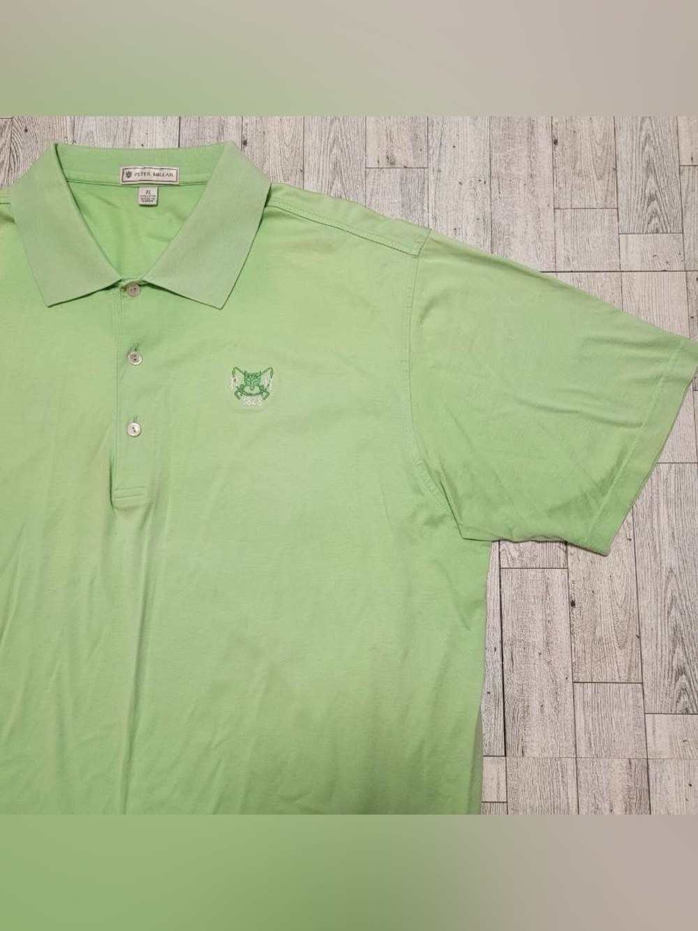Men's Peter Millar 100% Cotton Light Green Short Sleeve Golf Polo Shirt Size XL